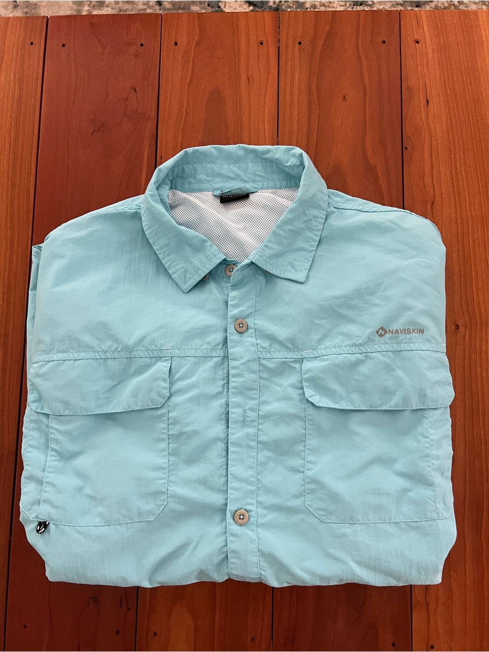Sale!  Men's Light Aqua Long-Sleeve Outdoor Button-Down Shirt
